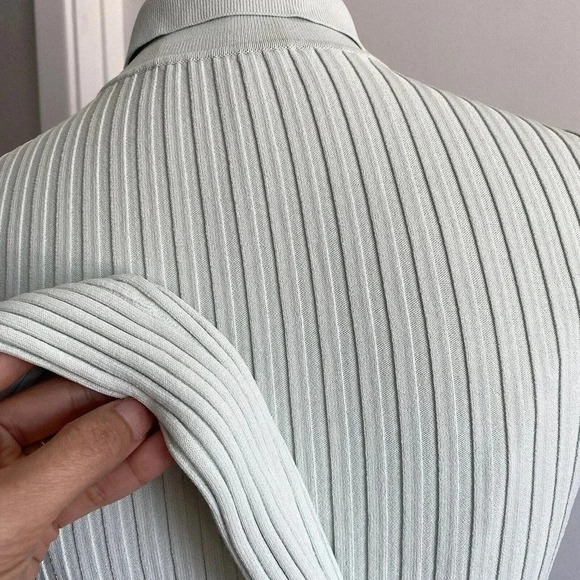 JONATHAN SIMKHAI Shirt‎ Womens Small Elsi Rib Polo Cardigan Pistachio Green Top - Picture 6 of 16